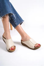 Capone Jude Z5414 Women Beige Slide Comfort Anatomical Sandals