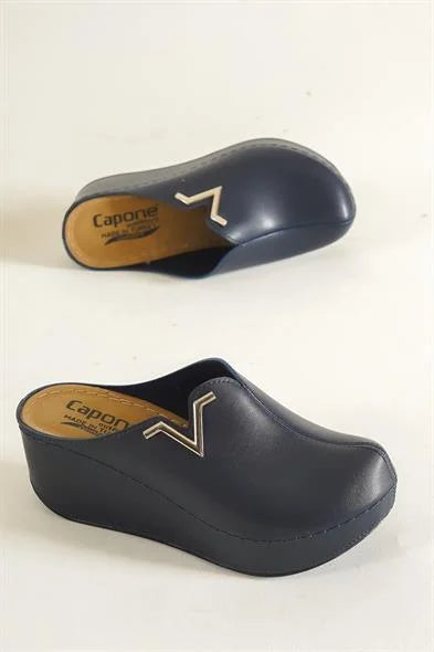 Capone Kally Z6188 Women Gold Platform V Clip Accessory Clog Sandals